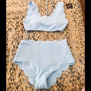 Scalloped High Waisted Bikini Set
